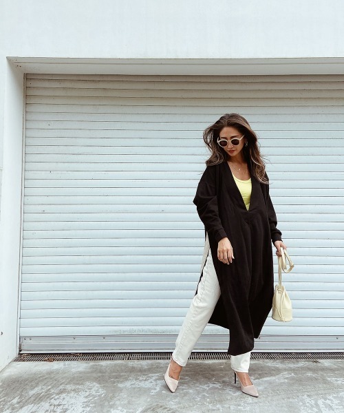 Vネックスリットロングカットソー（Tシャツ/カットソー）｜esutoreja（エストレジャ）