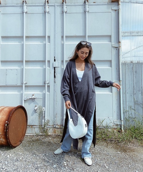 Vネックスリットロングカットソー（Tシャツ/カットソー）｜esutoreja（エストレジャ）