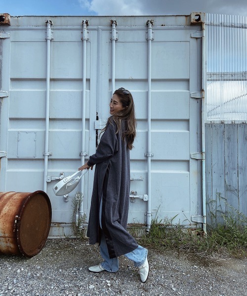 Vネックスリットロングカットソー（Tシャツ/カットソー）｜esutoreja（エストレジャ）