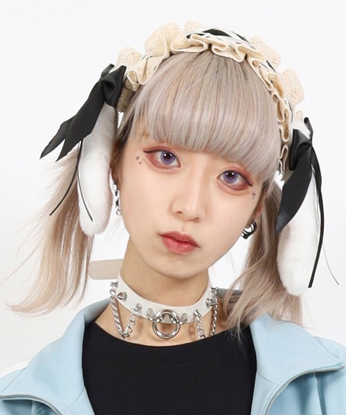 SPINNS(スピンズ)の「【わーすたさん着用】ヘッドドレス/コットンレース(その他ヘアアクセサリー・レディース・ブラック/ブラック×ホワイト/ブルー/ブラック×レッド・ONESIZE)」の2枚目の写真