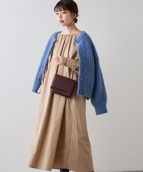 natural couture（ナチュラルクチュール）の「【WEB限定】ボリュームスリーブワンピース（ワンピース・レディース・ベージュ/ピンク/ブラック・FREE）」の4枚目の写真