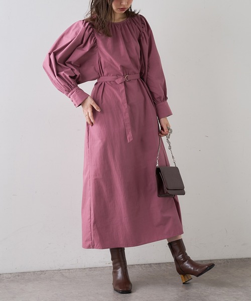 natural couture（ナチュラルクチュール）の「【WEB限定】ボリュームスリーブワンピース（ワンピース・レディース・ベージュ/ピンク/ブラック・FREE）」の10枚目の写真