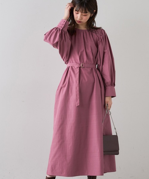 natural couture（ナチュラルクチュール）の「【WEB限定】ボリュームスリーブワンピース（ワンピース・レディース・ベージュ/ピンク/ブラック・FREE）」の11枚目の写真