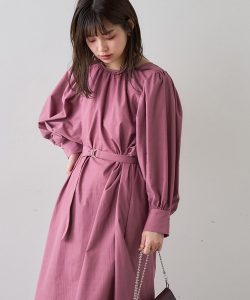 natural couture（ナチュラルクチュール）の「【WEB限定】ボリュームスリーブワンピース（ワンピース・レディース・ベージュ/ピンク/ブラック・FREE）」の9枚目の写真
