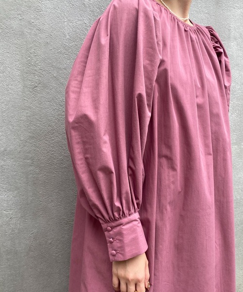 natural couture（ナチュラルクチュール）の「【WEB限定】ボリュームスリーブワンピース（ワンピース・レディース・ベージュ/ピンク/ブラック・FREE）」の14枚目の写真