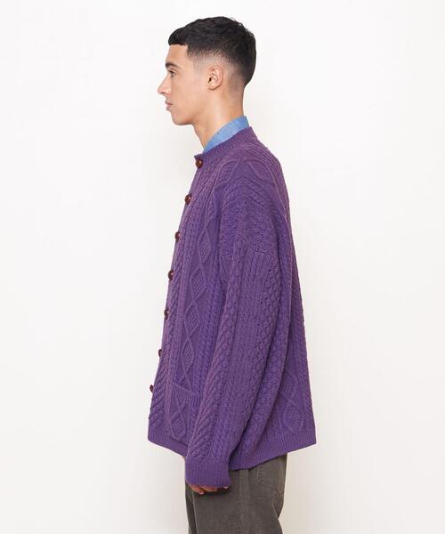 UNITED ARROWS & SONS(ユナイテッドアローズアンドサンズ)の「<UNITED ARROWS & SONS> CABLE CARDIGAN/カーディガン(カーディガン/ボレロ・メンズ・パープル/ブラック・S/M/L)」の8枚目の写真