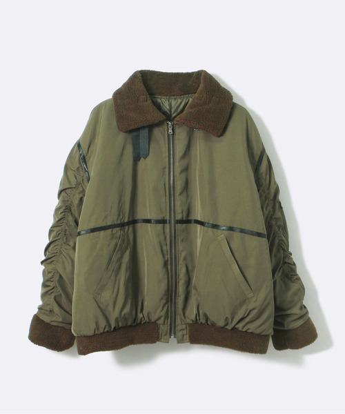 one way（ワンウェイ）の「【oneway Jeans】ベルテッドボアMA-1（MA-1・レディース・ブラック/ダークグリーン・FREE）」の6枚目の写真