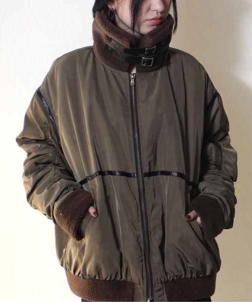 one way（ワンウェイ）の「【oneway Jeans】ベルテッドボアMA-1（MA-1・レディース・ブラック/ダークグリーン・FREE）」の3枚目の写真