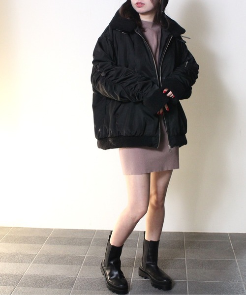 one way（ワンウェイ）の「【oneway Jeans】ベルテッドボアMA-1（MA-1・レディース・ブラック/ダークグリーン・FREE）」の9枚目の写真