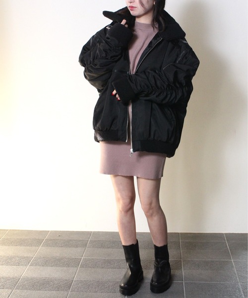 one way（ワンウェイ）の「【oneway Jeans】ベルテッドボアMA-1（MA-1・レディース・ブラック/ダークグリーン・FREE）」の10枚目の写真