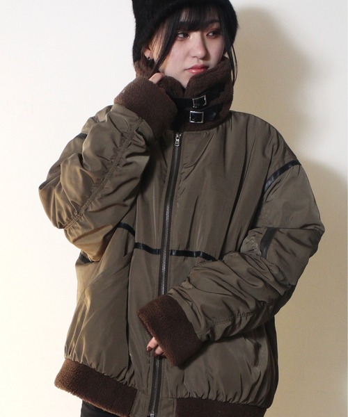 one way（ワンウェイ）の「【oneway Jeans】ベルテッドボアMA-1（MA-1・レディース・ブラック/ダークグリーン・FREE）」の8枚目の写真