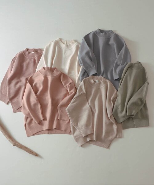 apres les cours（アプレレクール）の「スウェットライクニット_ウォッシャブル（ニット/セーター・キッズ・ピンク/カーキ/オレンジ/アイボリー/ブルー/ベージュ・80/110/90/140/100/120/130）」の9枚目の写真