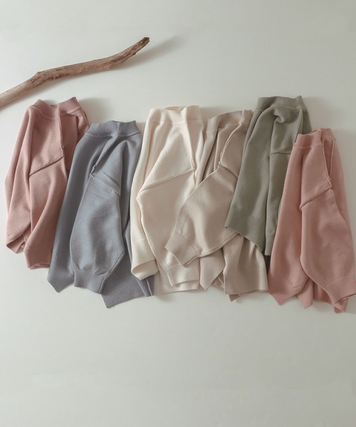 apres les cours（アプレレクール）の「スウェットライクニット_ウォッシャブル（ニット/セーター・キッズ・ピンク/カーキ/オレンジ/アイボリー/ブルー/ベージュ・80/110/90/140/100/120/130）」の7枚目の写真