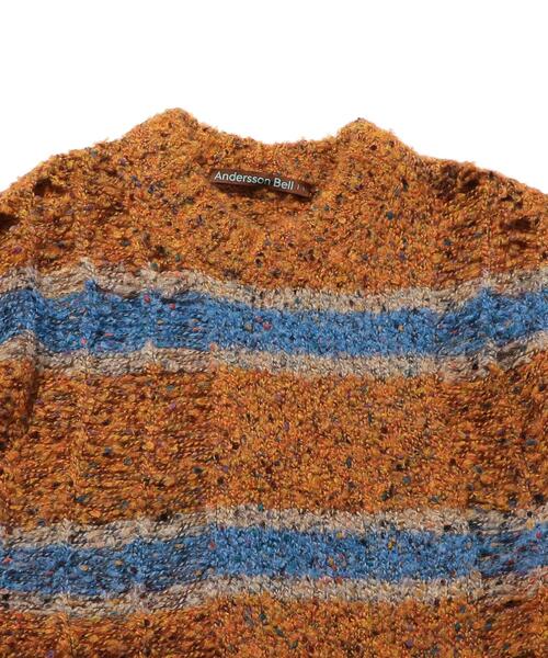 ANDERSSON BELL（アンダースンベル）の「＜Andersson Bell＞ BOTHNIA STRIPE CREW NECK KNIT/ニット（ニット/セーター・メンズ・ブラウン・M/L）」の7枚目の写真