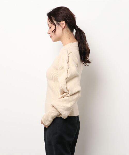 RANDEBOO（ランデブー）の「Cable puff knit（ニット/セーター・レディース・アイボリー/ブラック/グレー・FREE）」の5枚目の写真