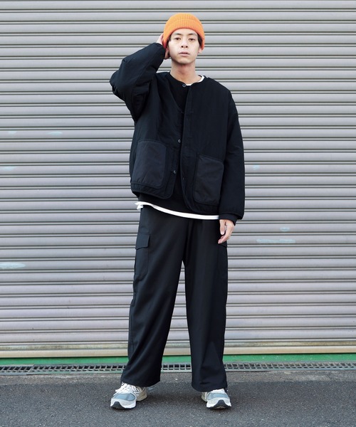 air tokyo sellection（エアートウキョウセレクション）の「リップストップキルトライナージャケット（ノーカラーコート・メンズ・ブラック/カーキ・MEDIUM/LARGE/X-LARGE）」の20枚目の写真