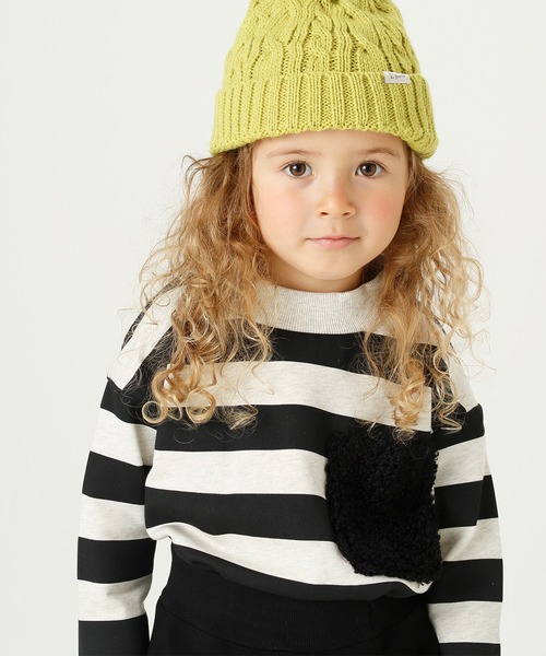 D.fesense（ディーフェセンス）の「ボーダートレーナー（スウェット・キッズ・オフホワイト/チャコールグレー/ミント・100cm/80ｃｍ/110cm/90cm）」の2枚目の写真