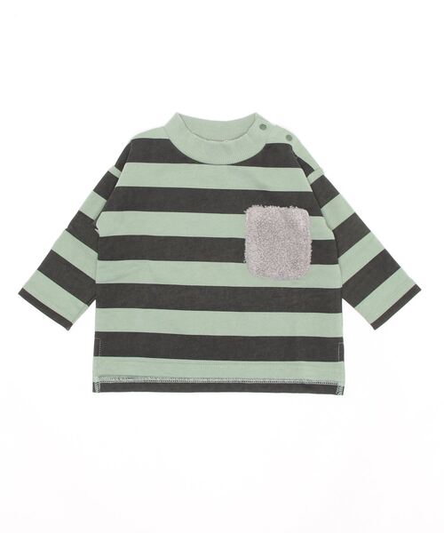 D.fesense（ディーフェセンス）の「ボーダートレーナー（スウェット・キッズ・オフホワイト/チャコールグレー/ミント・100cm/80ｃｍ/110cm/90cm）」の6枚目の写真