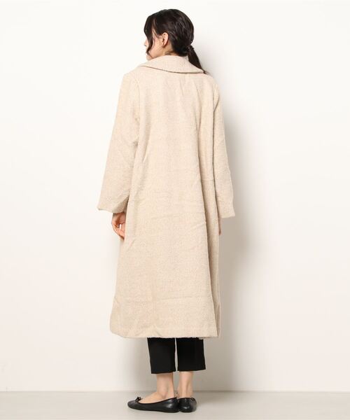 ANDGEEBEE（アンジービー）の「ウールツィードロングコート（ダウンジャケット/コート・レディース・ブラック/ベージュ・MEDIUM）」の13枚目の写真
