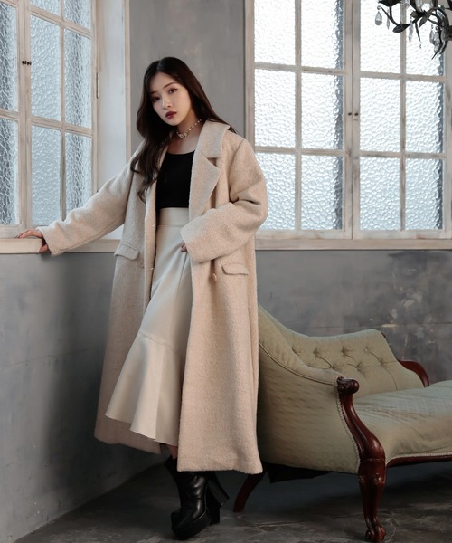 ANDGEEBEE（アンジービー）の「ウールツィードロングコート（ダウンジャケット/コート・レディース・ブラック/ベージュ・MEDIUM）」の11枚目の写真