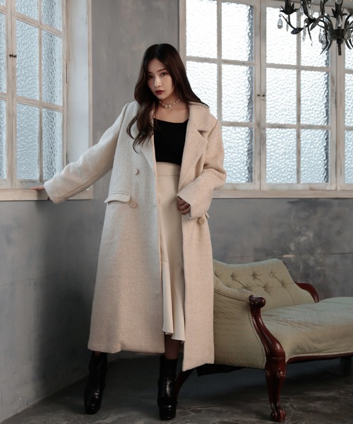 ANDGEEBEE（アンジービー）の「ウールツィードロングコート（ダウンジャケット/コート・レディース・ブラック/ベージュ・MEDIUM）」の14枚目の写真