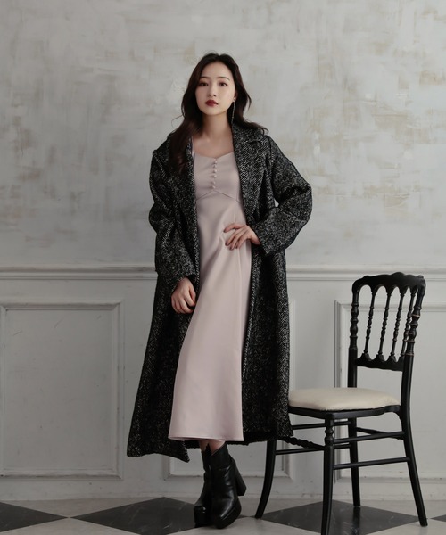 ANDGEEBEE（アンジービー）の「ウールツィードロングコート（ダウンジャケット/コート・レディース・ブラック/ベージュ・MEDIUM）」の15枚目の写真