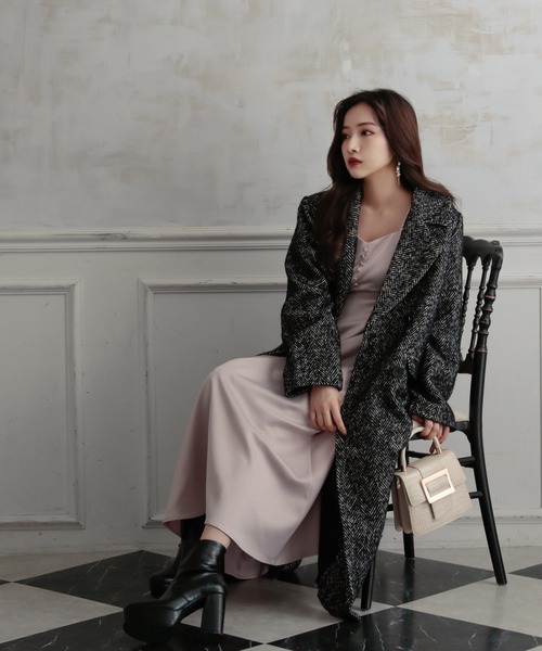 ANDGEEBEE（アンジービー）の「ウールツィードロングコート（ダウンジャケット/コート・レディース・ブラック/ベージュ・MEDIUM）」の21枚目の写真