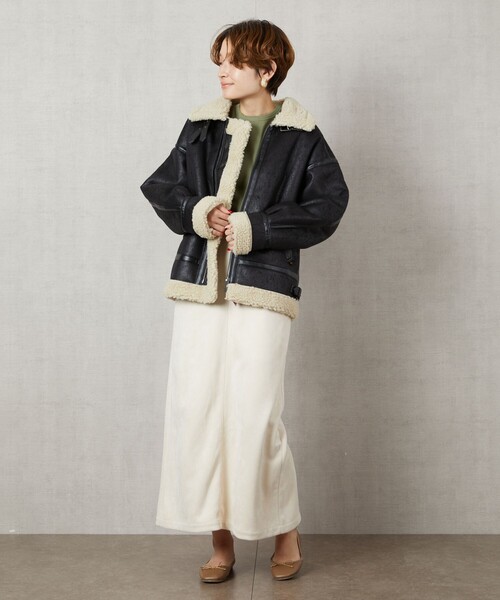 FREAK'S STORE（フリークスストア）の「【WEB限定】ALPHA/アルファ　WB-3 FAKE MOUTON/B-3フェイクムートン（ムートンコート・レディース・ブラック/ベージュ/ブラウン/オフホワイト・SMALL/MEDIUM）」の12枚目の写真