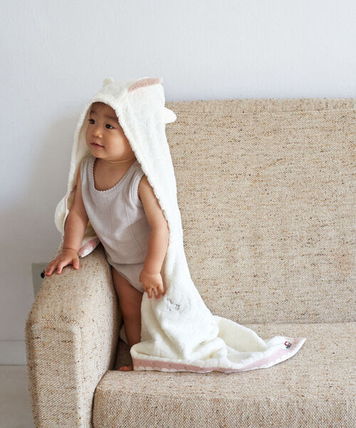 Afternoon Tea（アフタヌーンティー）の「レインボーフード付きバスタオル（おくるみ・キッズ・グリーン/アイボリー・ONE SIZE）」の8枚目の写真