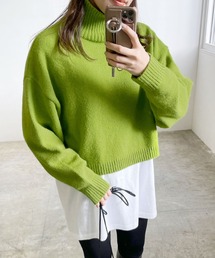 LIAN | ハイネッククロップドカラーニット(ニット/セーター)