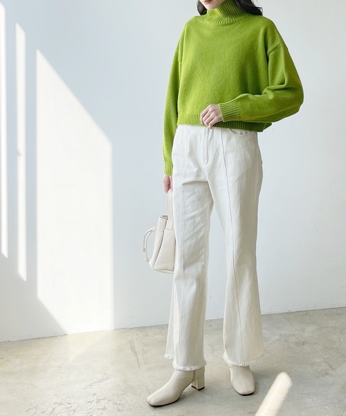 LIAN（リアン）の「ハイネッククロップドカラーニット（ニット/セーター・レディース・オレンジ/グリーン/ピンク/ブルー/アイボリー/ブラック・FREE）」の8枚目の写真