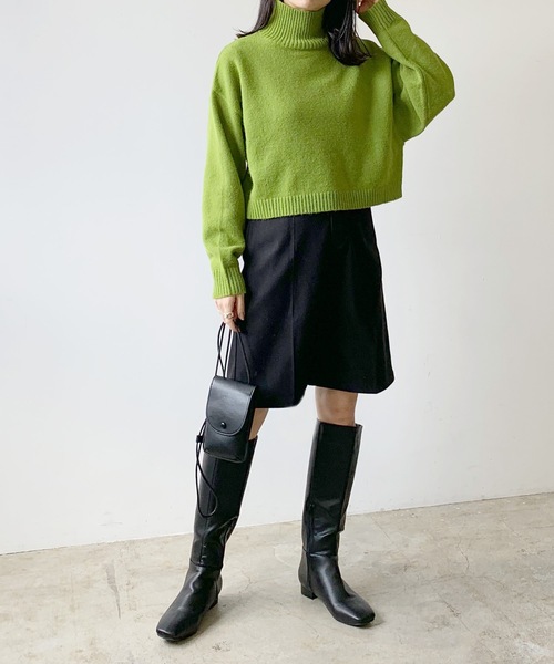 LIAN（リアン）の「ハイネッククロップドカラーニット（ニット/セーター・レディース・オレンジ/グリーン/ピンク/ブルー/アイボリー/ブラック・FREE）」の11枚目の写真