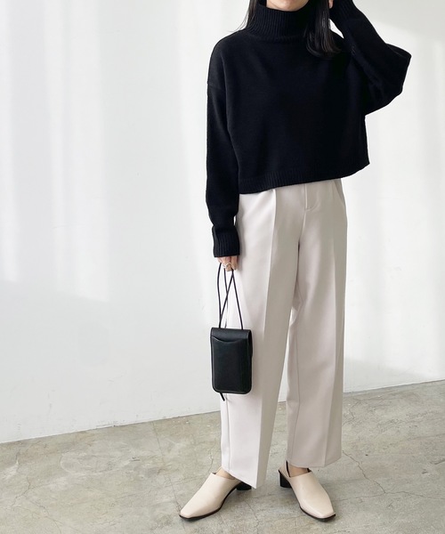 LIAN（リアン）の「ハイネッククロップドカラーニット（ニット/セーター・レディース・オレンジ/グリーン/ピンク/ブルー/アイボリー/ブラック・FREE）」の22枚目の写真