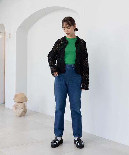 CITEN（シテン）の「＜CITEN（シテン）＞クロシェレースジャケット ニットジャケット（カーディガン/ボレロ・レディース・ホワイト/ブラック・FREE）」の5枚目の写真