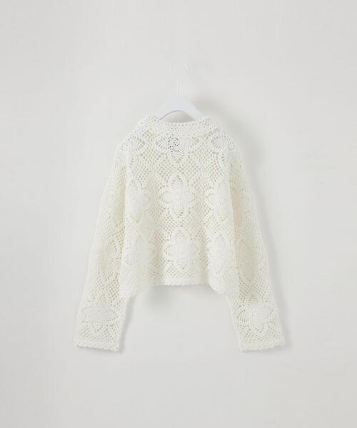 CITEN（シテン）の「＜CITEN（シテン）＞クロシェレースジャケット ニットジャケット（カーディガン/ボレロ・レディース・ホワイト/ブラック・FREE）」の14枚目の写真