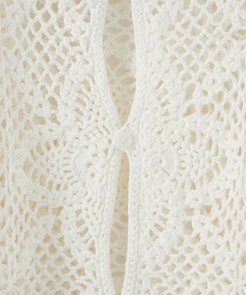 CITEN（シテン）の「＜CITEN（シテン）＞クロシェレースジャケット ニットジャケット（カーディガン/ボレロ・レディース・ホワイト/ブラック・FREE）」の10枚目の写真