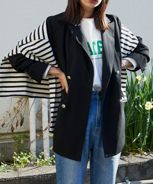 Auntie Rosa Holiday（アンティローザホリデー）の「ダブルブレストオーバージャケット（セットアップ対応）（テーラードジャケット・レディース・ブラック/ネイビー・FREE）」の3枚目の写真