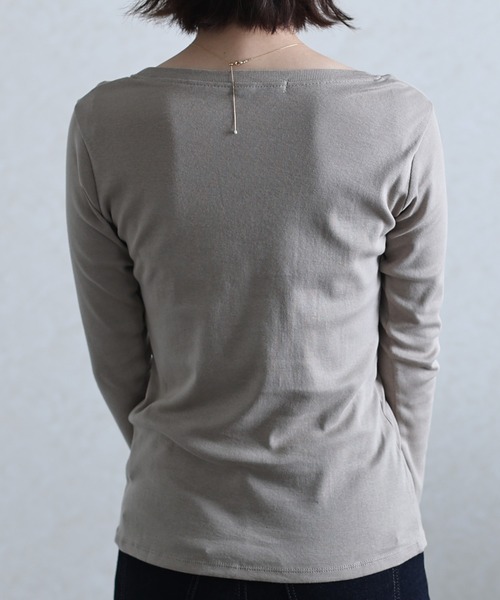 ElegChic（エレグシック）の「フライス 長袖 Tシャツ（Tシャツ/カットソー・レディース・グレイッシュベージュ/ブラック/ライトブルーグレー/マジェンタ/ネイビー/ホワイト/チャコールグレー/カーキ/杢グレー・3L/4L/L/M/XL）」の22枚目の写真