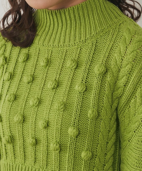 MERLOT（メルロー）の「柄編みドッキングぽんぽんニット（ニット/セーター・レディース・ピンク/グリーン/アイボリー・FREE）」の21枚目の写真