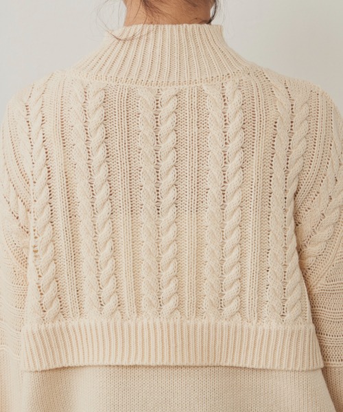 MERLOT（メルロー）の「柄編みドッキングぽんぽんニット（ニット/セーター・レディース・ピンク/グリーン/アイボリー・FREE）」の9枚目の写真