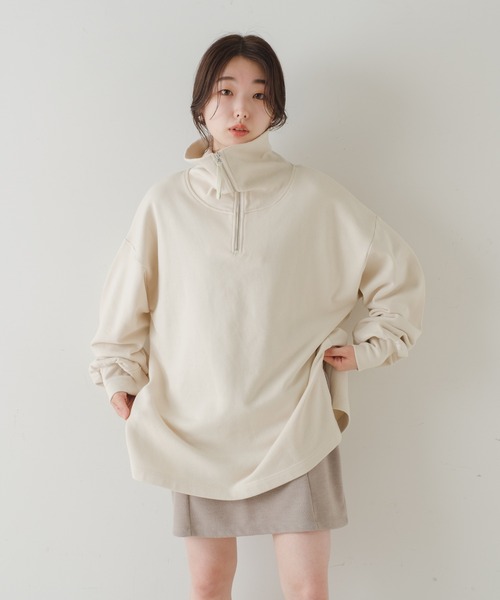 Kastane(カスタネ)の「ハーフジップBIGスウェット(スウェット・レディース・ブラック/ブラウン/オフホワイト・FREE)」の8枚目の写真