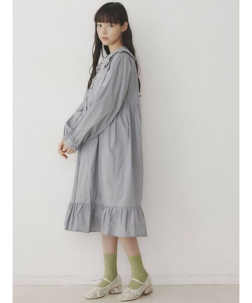 merry jenny（メリージェニー）の「bear刺繍フリルカラーワンピース（ワンピース・レディース・オフホワイト/ピンク/ブルー/ブラック・FREE）」の8枚目の写真