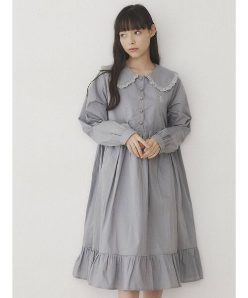 merry jenny（メリージェニー）の「bear刺繍フリルカラーワンピース（ワンピース・レディース・オフホワイト/ピンク/ブルー/ブラック・FREE）」の9枚目の写真