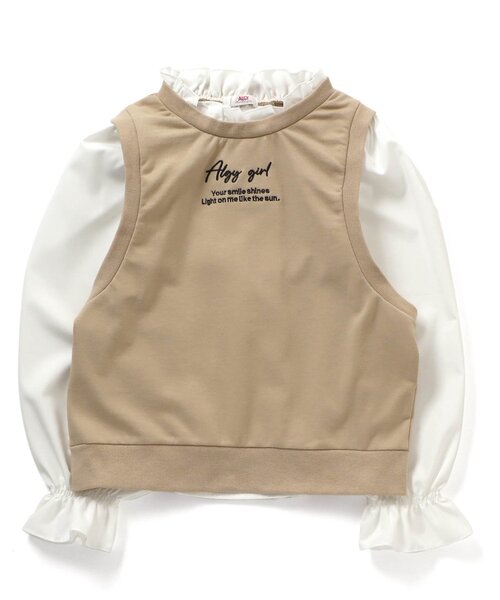 algy（アルジー）の「/ベストドッキングブラウス（シャツ/ブラウス・キッズ・ベージュ/ブラック/ミント・SMALL/XX-SMALL/X-SMALL/MEDIUM）」の3枚目の写真