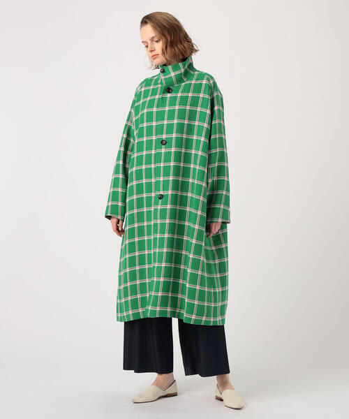CABaN ストローヤーン チェックワイドバランスコート（その他