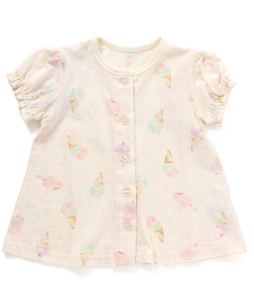 Ampersand（アンパサンド）の「アイスクリーム柄前開きパジャマ（ルームウェア/パジャマ・キッズ・オフホワイト/ピンク・140/100/80/90/120/130/110）」の3枚目の写真