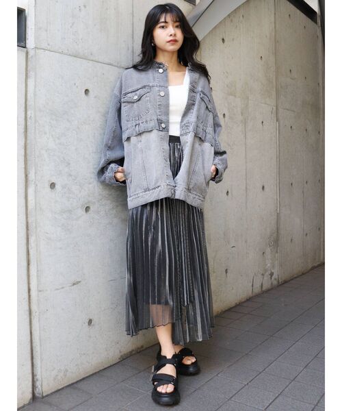 MURUA（ムルーア）の「シャイニープリーツラップスカート（スカート・レディース・ブラック/ブラウン/ベージュ・FREE）」の5枚目の写真