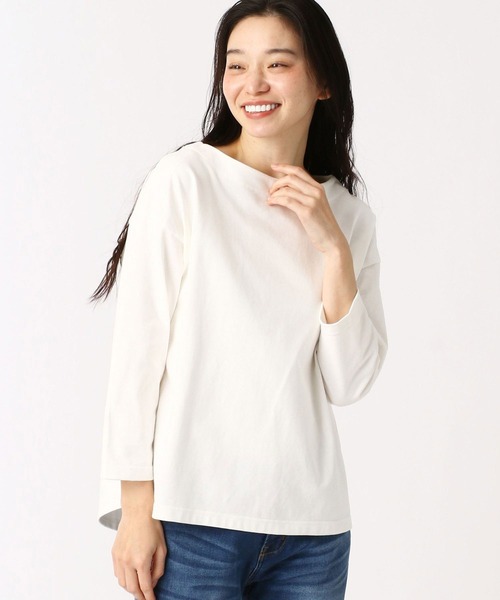Grand PARK(グランドパーク)の「デラヴェ天竺Tシャツ(Tシャツ/カットソー・レディース・グレー/オフホワイト/ネイビー・FREE)」の2枚目の写真