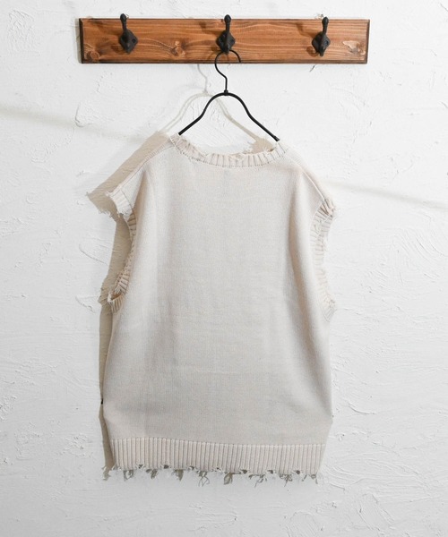 Burner（バーナー）の「【BURNER SELECT】5GGニットダメージベスト（ベスト・メンズ・サックスブルー/グリーン/アイボリー/チャコールグレー・M/XL/L）」の9枚目の写真