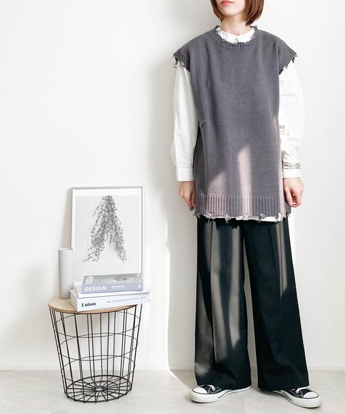 Burner（バーナー）の「【BURNER SELECT】5GGニットダメージベスト（ベスト・メンズ・サックスブルー/グリーン/アイボリー/チャコールグレー・M/XL/L）」の15枚目の写真